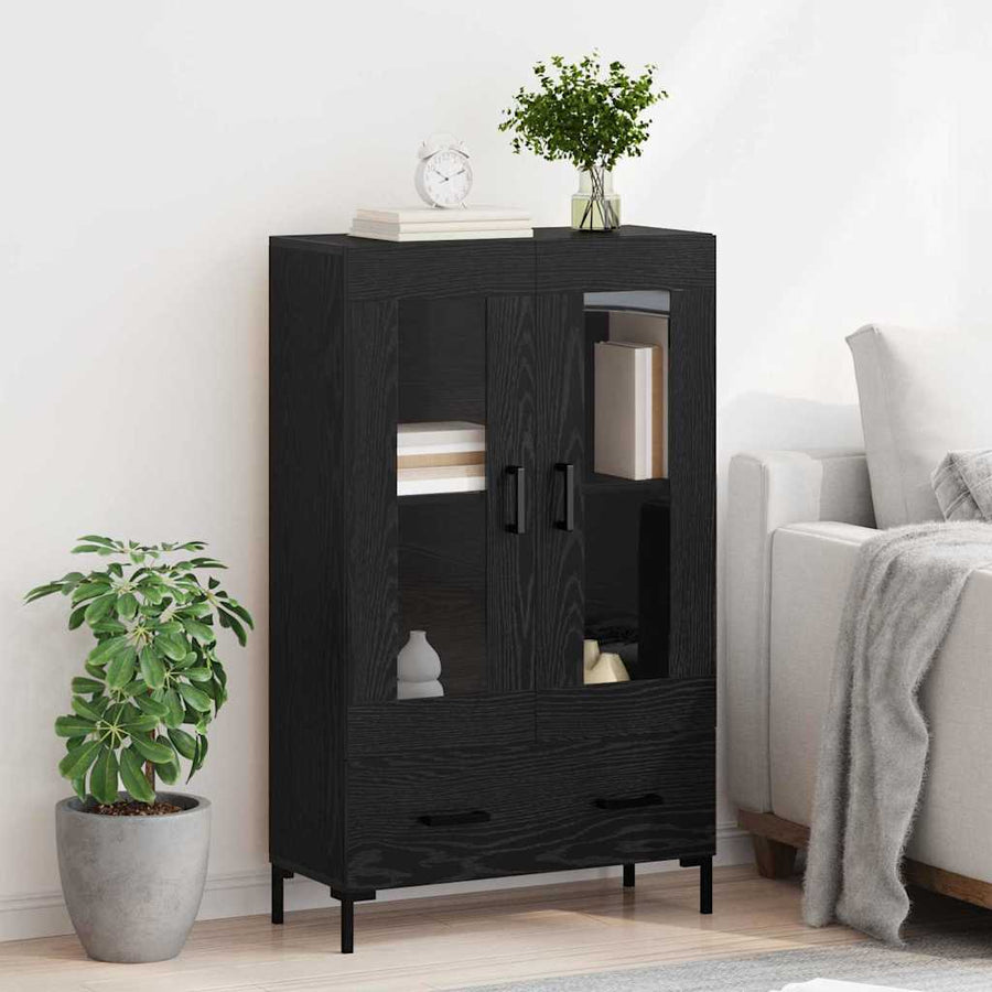 Highboard met lade Zwart Eiken 69,5 x 31 x 115 cm Bewerkt hout
