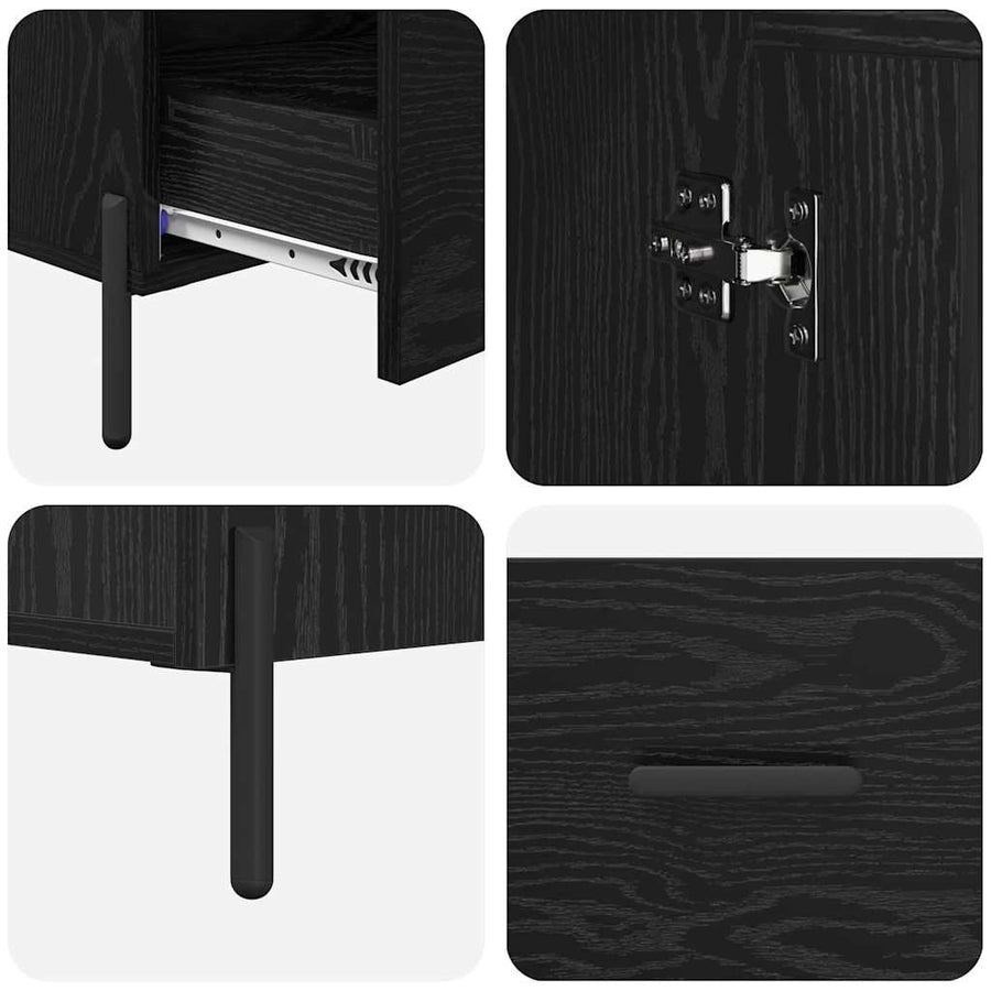 Highboard Corona Zwart Eiken 69,5 x 31 x 115 cm Bewerkt hout
