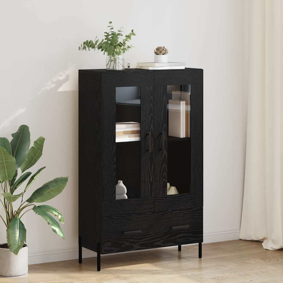 Highboard Corona Zwart Eiken 69,5 x 31 x 115 cm Bewerkt hout