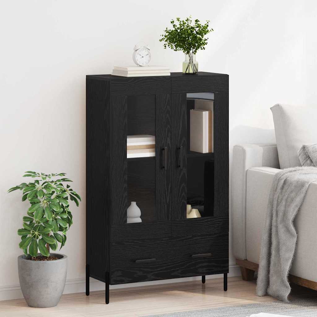 Highboard Corona Zwart Eiken 69,5 x 31 x 115 cm Bewerkt hout