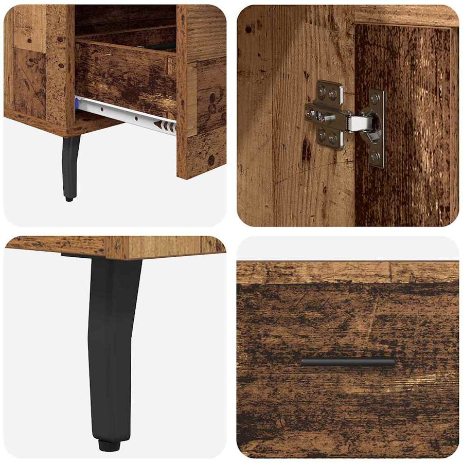 Highboard met lade Oud Hout 69,5 x 31 x 115 cm Bewerkt hout