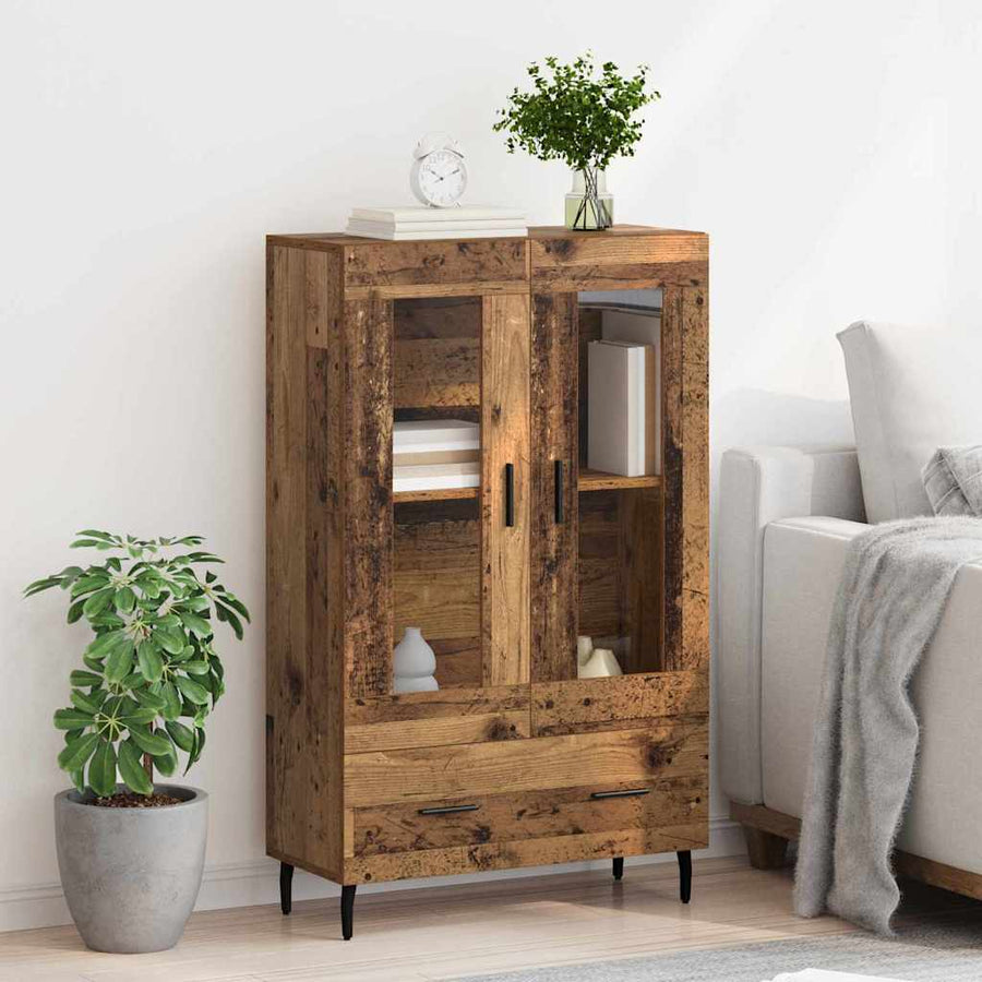Highboard met lade Oud Hout 69,5 x 31 x 115 cm Bewerkt hout
