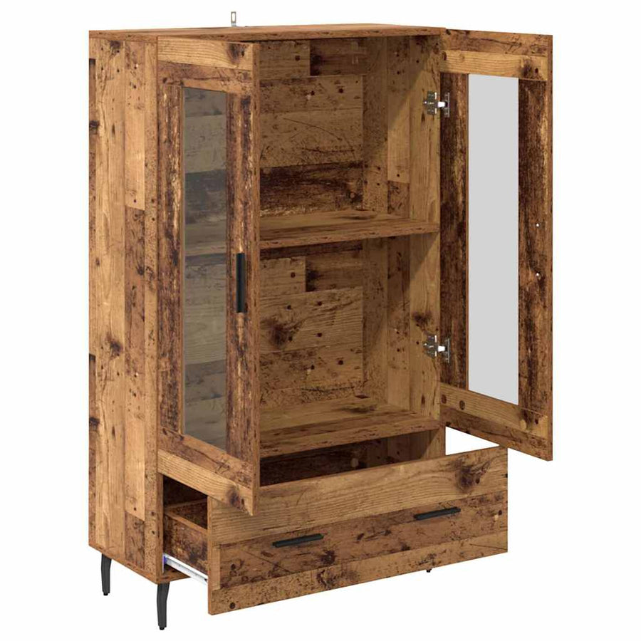 Highboard met lade Oud Hout 69,5 x 31 x 115 cm Bewerkt hout