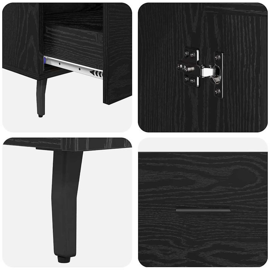Highboard met lade Zwart Eiken 69,5 x 31 x 115 cm Bewerkt hout