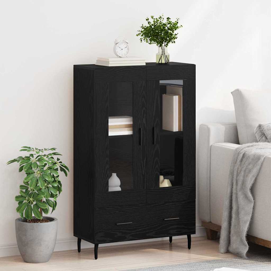 Highboard met lade Zwart Eiken 69,5 x 31 x 115 cm Bewerkt hout
