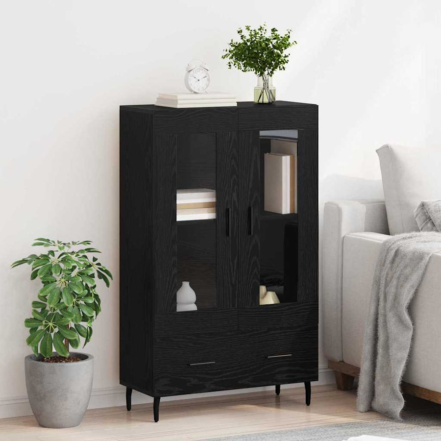 Highboard met lade Zwart Eiken 69,5 x 31 x 115 cm Bewerkt hout