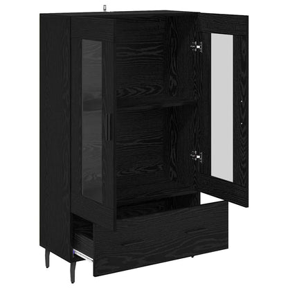 Highboard met lade Zwart Eiken 69,5 x 31 x 115 cm Bewerkt hout