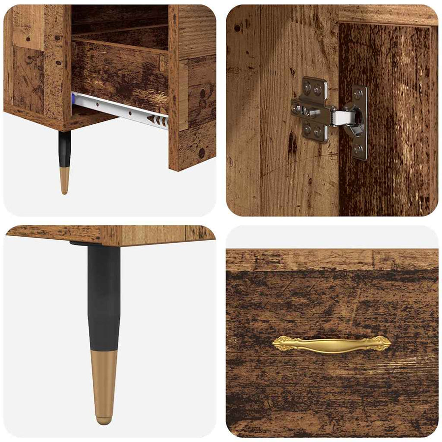 Highboard met lade Oud Hout 69,5 x 31 x 115 cm Bewerkt hout