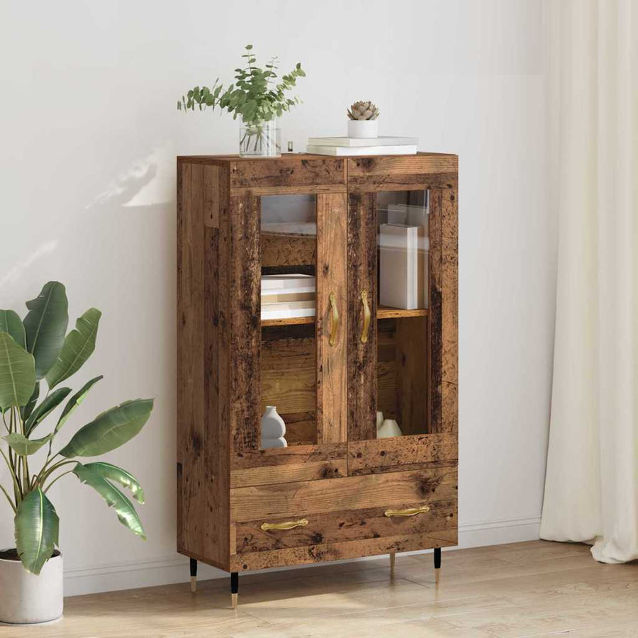 Highboard met lade Oud Hout 69,5 x 31 x 115 cm Bewerkt hout