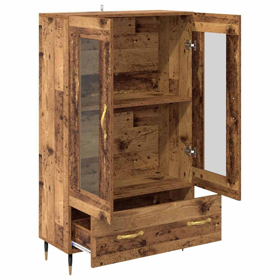 Highboard met lade Oud Hout 69,5 x 31 x 115 cm Bewerkt hout