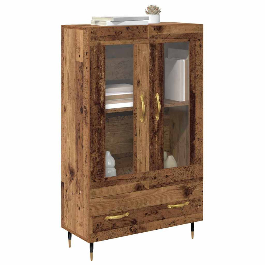 Highboard met lade Oud Hout 69,5 x 31 x 115 cm Bewerkt hout