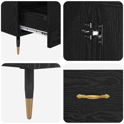 Highboard met lade Zwart Eiken 69,5 x 31 x 115 cm Bewerkt hout