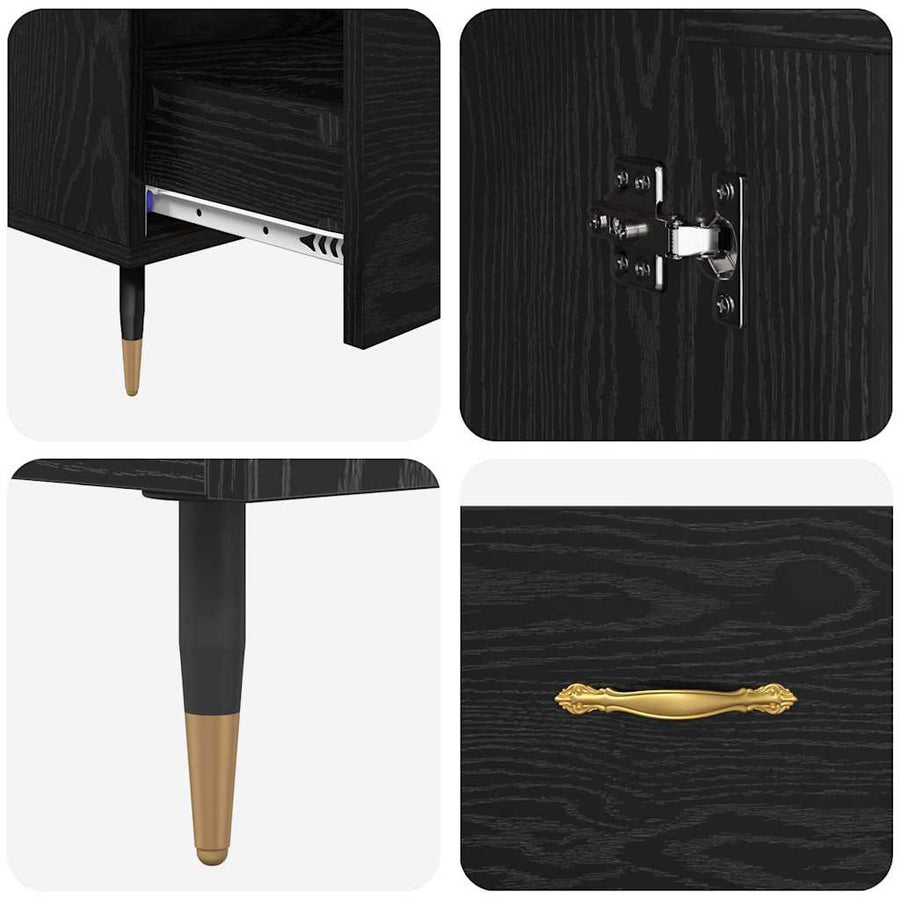 Highboard met lade Zwart Eiken 69,5 x 31 x 115 cm Bewerkt hout
