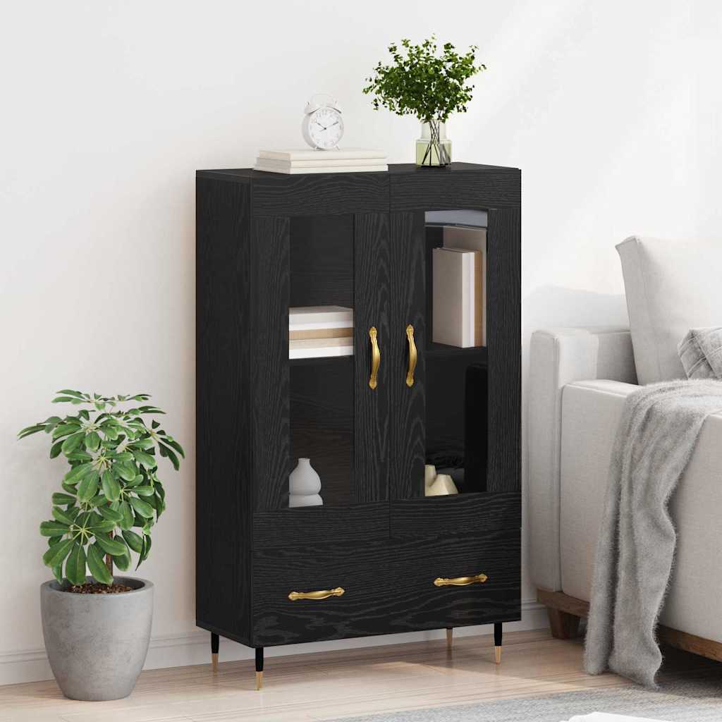 Highboard met lade Zwart Eiken 69,5 x 31 x 115 cm Bewerkt hout