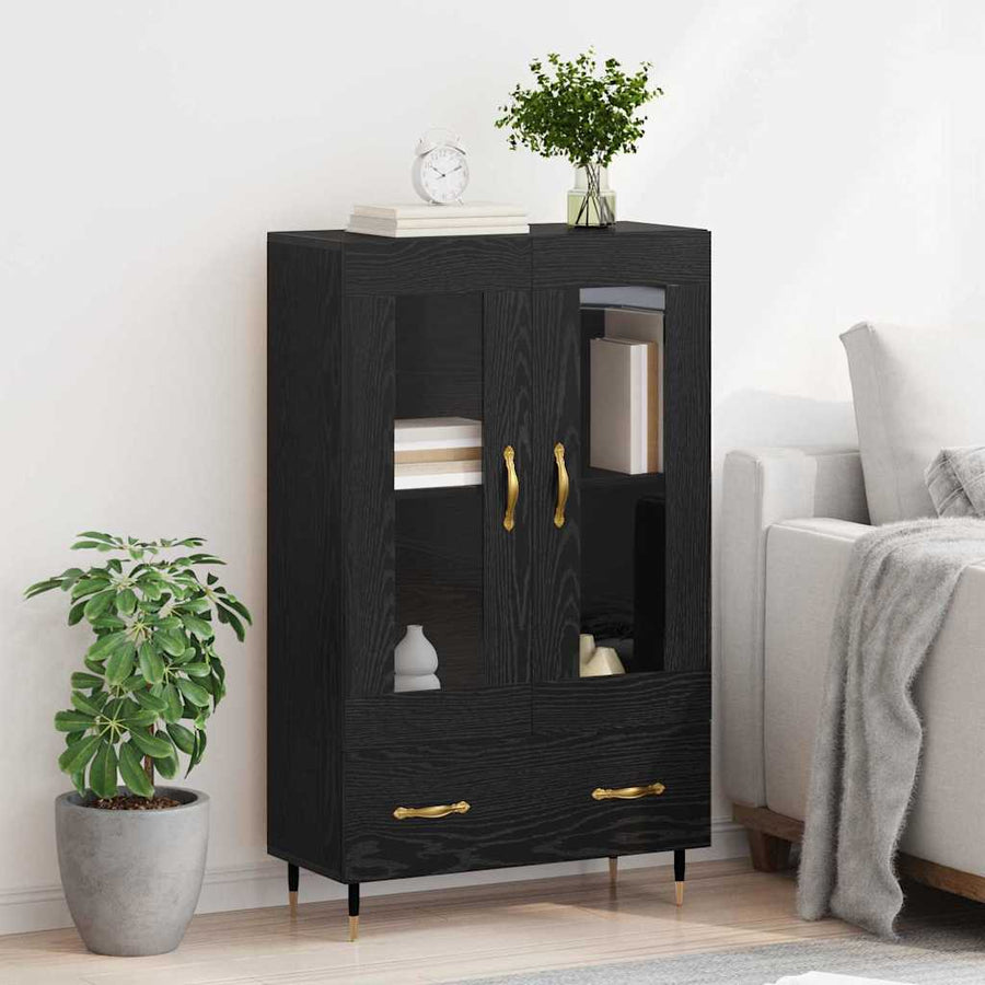 Highboard met lade Zwart Eiken 69,5 x 31 x 115 cm Bewerkt hout