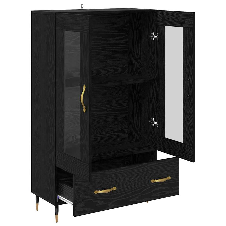 Highboard met lade Zwart Eiken 69,5 x 31 x 115 cm Bewerkt hout