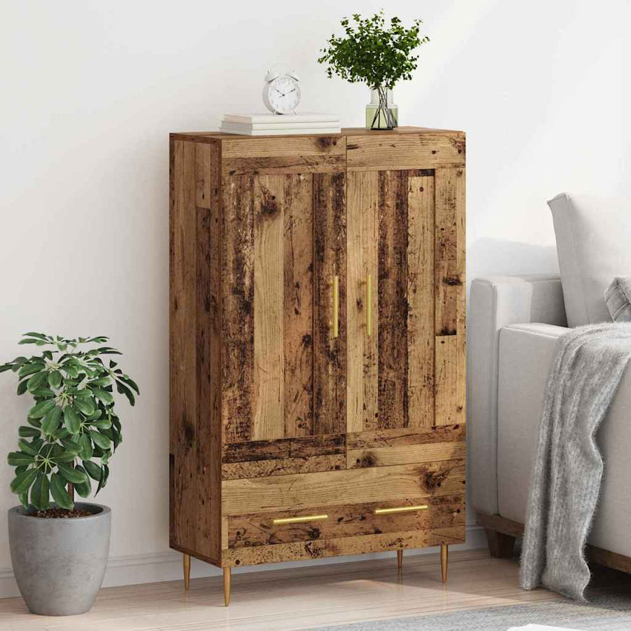 Highboard met lade Oud Hout 69,5 x 31 x 115 cm Bewerkt hout