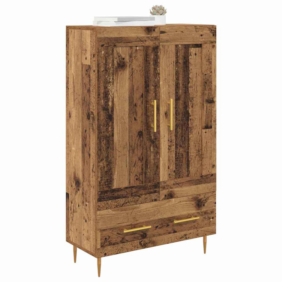 Highboard met lade Oud Hout 69,5 x 31 x 115 cm Bewerkt hout