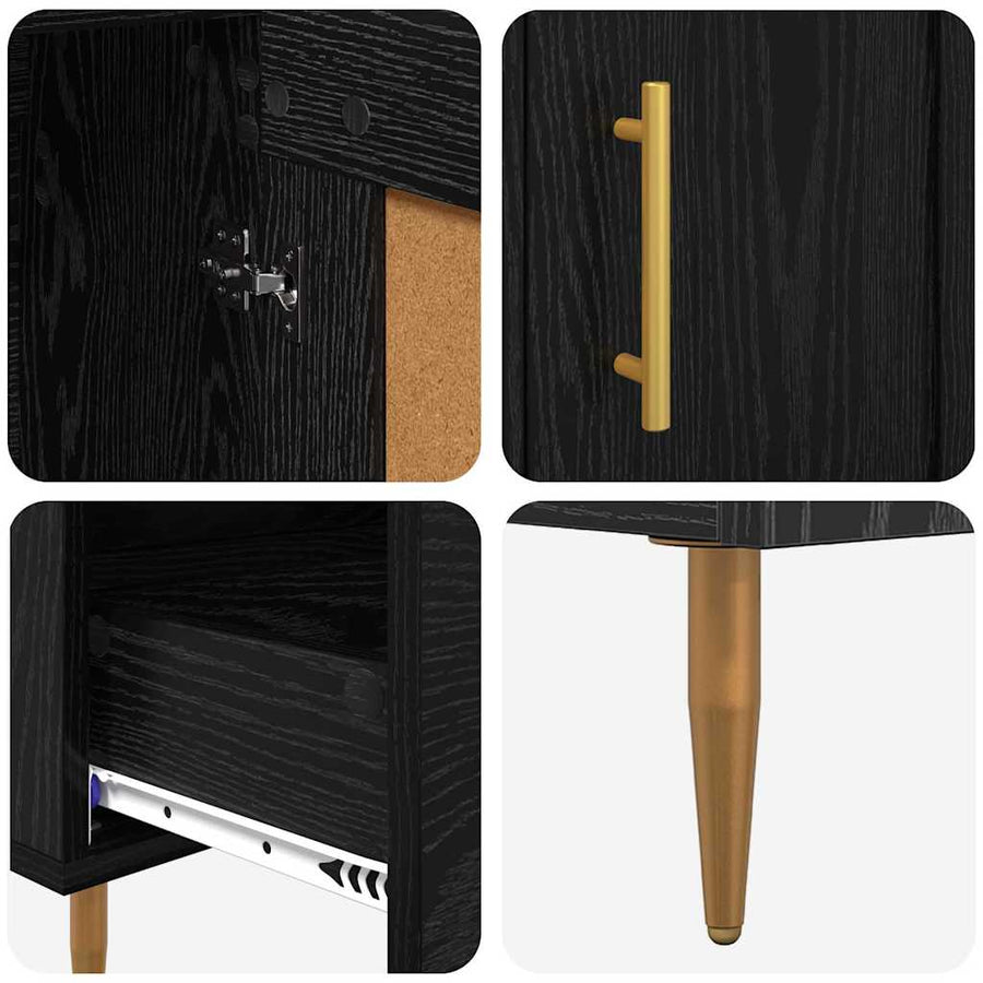 Highboard met lade Zwart Eiken 69,5 x 31 x 115 cm Bewerkt hout