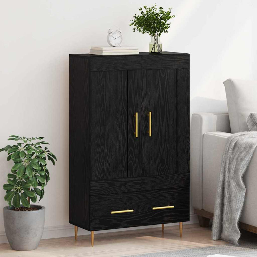 Highboard met lade Zwart Eiken 69,5 x 31 x 115 cm Bewerkt hout