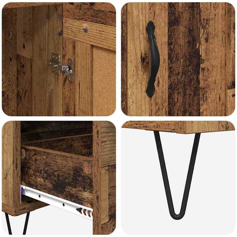 Highboard met lade Oud Hout 69,5 x 31 x 115 cm Bewerkt hout