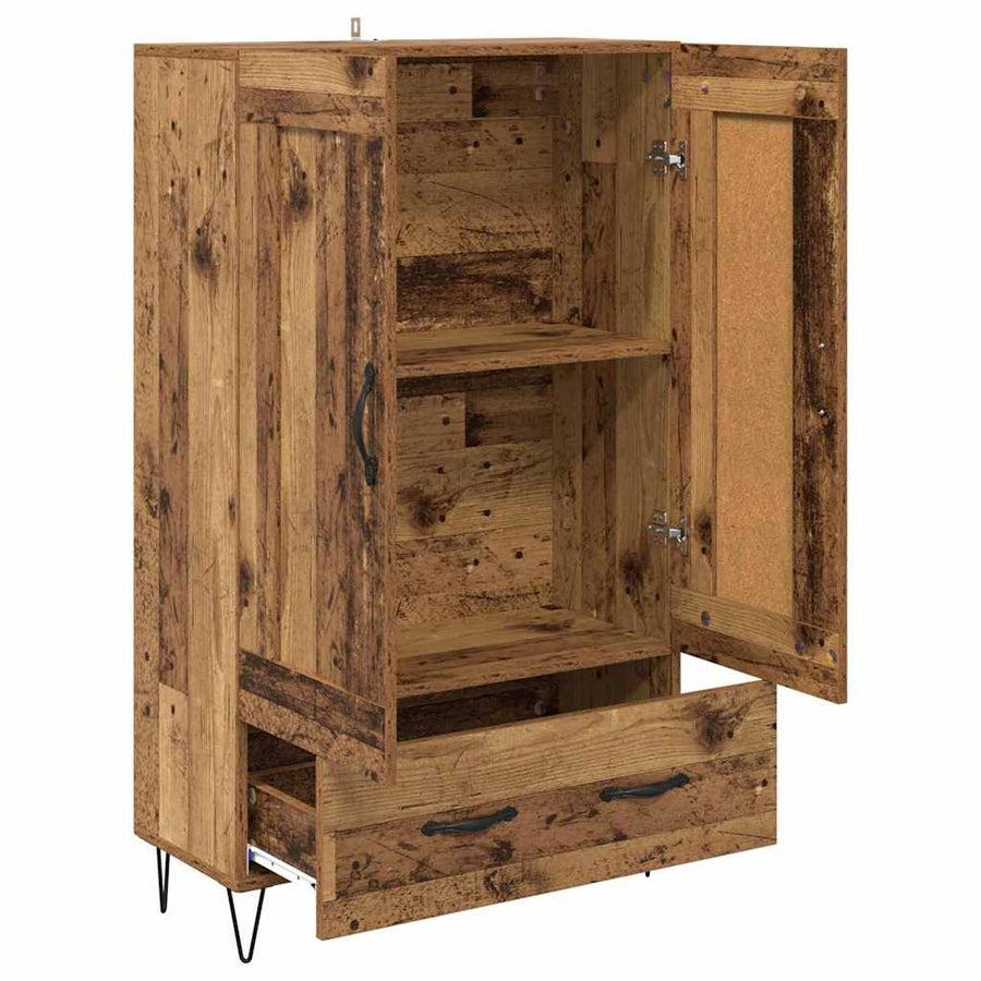 Highboard met lade Oud Hout 69,5 x 31 x 115 cm Bewerkt hout
