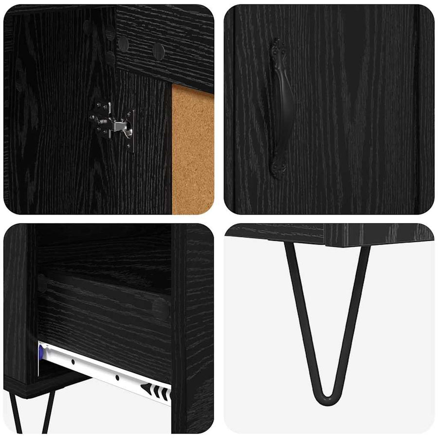 Highboard met lade Zwart Eiken 69,5 x 31 x 115 cm Bewerkt hout