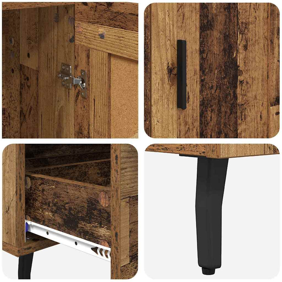 Highboard met lade Oud Hout 69,5 x 31 x 115 cm Bewerkt hout