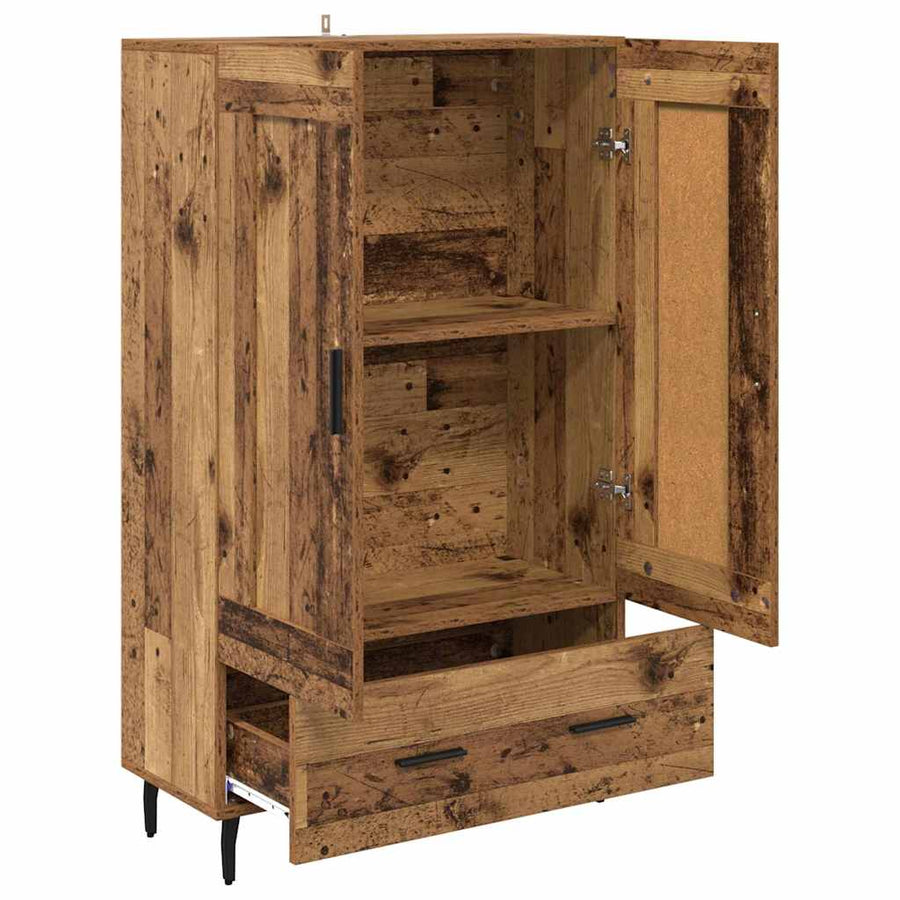 Highboard met lade Oud Hout 69,5 x 31 x 115 cm Bewerkt hout