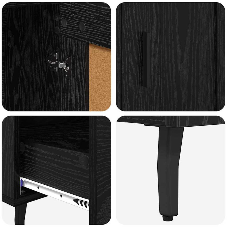 Highboard met lade Zwart Eiken 69,5 x 31 x 115 cm Bewerkt hout