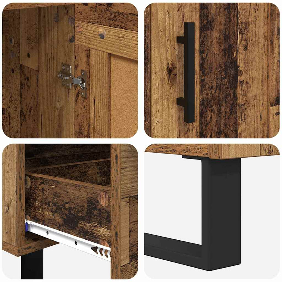 Highboard met lade Oud Hout 69,5 x 31 x 115 cm Bewerkt hout