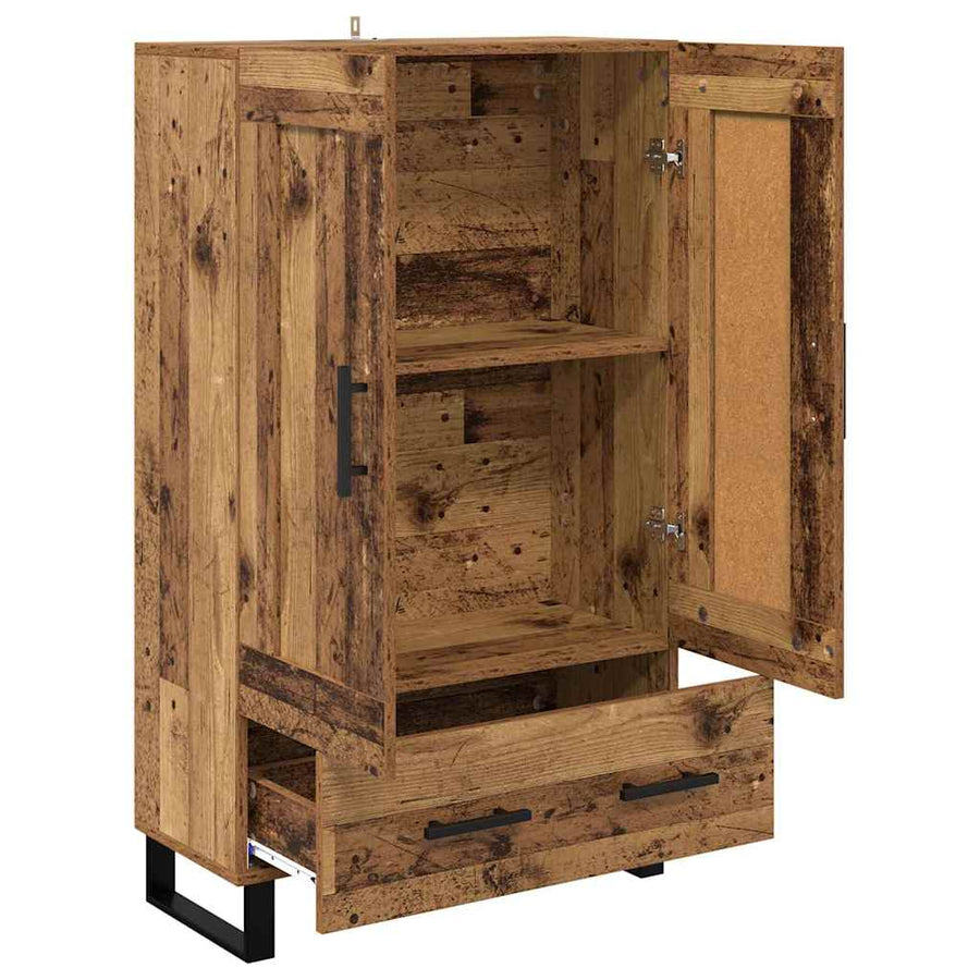 Highboard met lade Oud Hout 69,5 x 31 x 115 cm Bewerkt hout