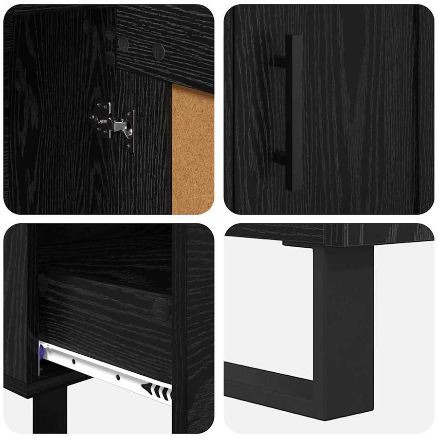 Highboard met lade Zwart Eiken 69,5 x 31 x 115 cm Bewerkt hout