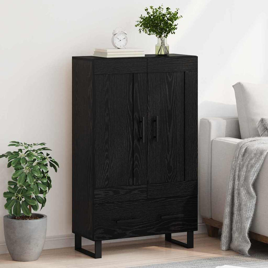 Highboard met lade Zwart Eiken 69,5 x 31 x 115 cm Bewerkt hout