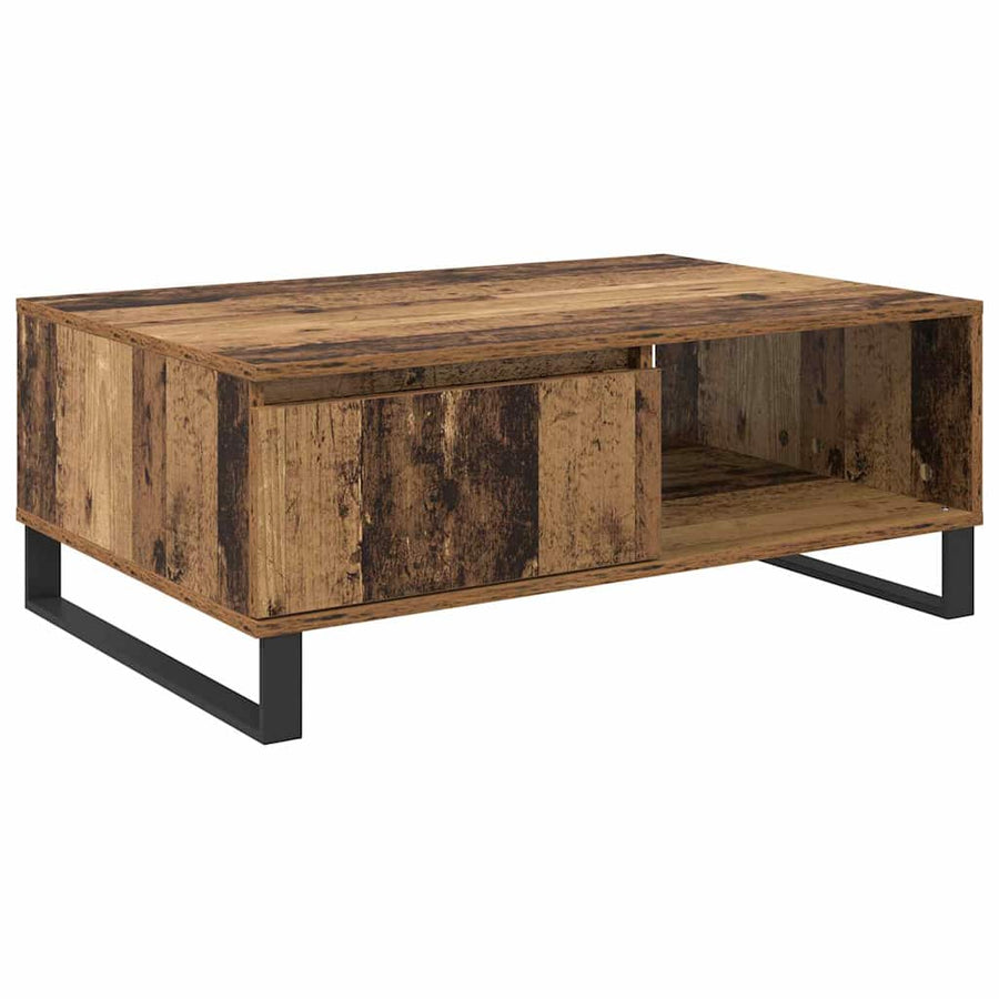 Salontafel met lade Oud hout 90 x 60 x 35 cm Bewerkt hout