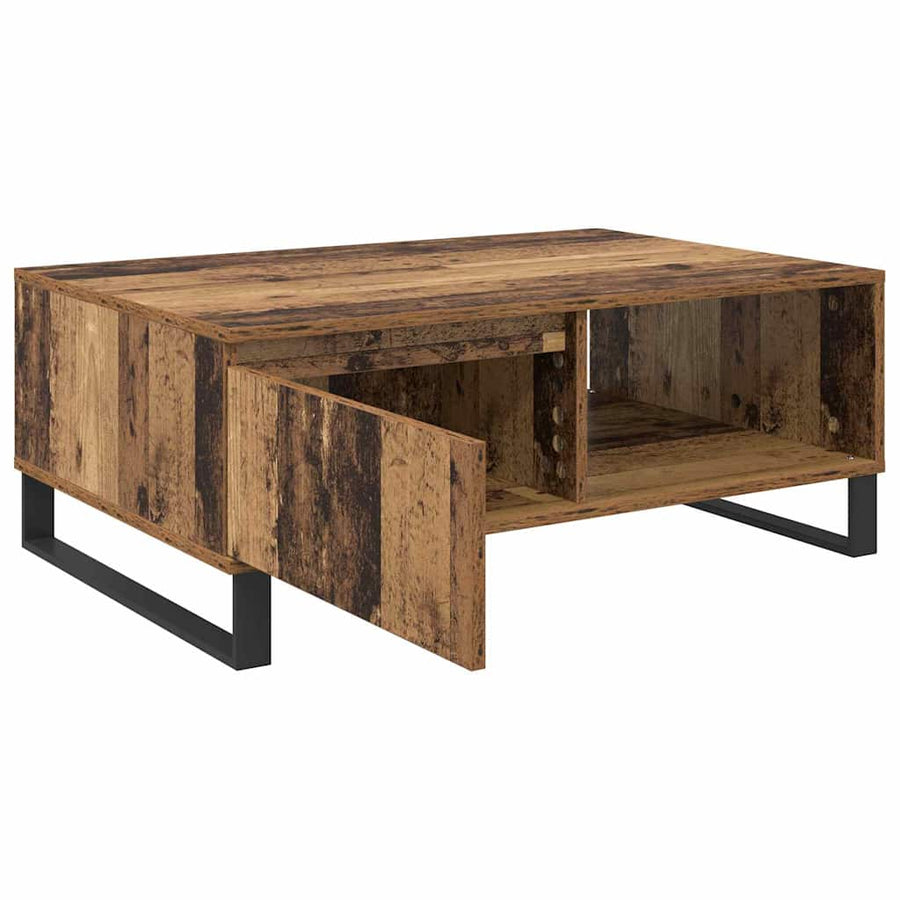 Salontafel met lade Oud hout 90 x 60 x 35 cm Bewerkt hout