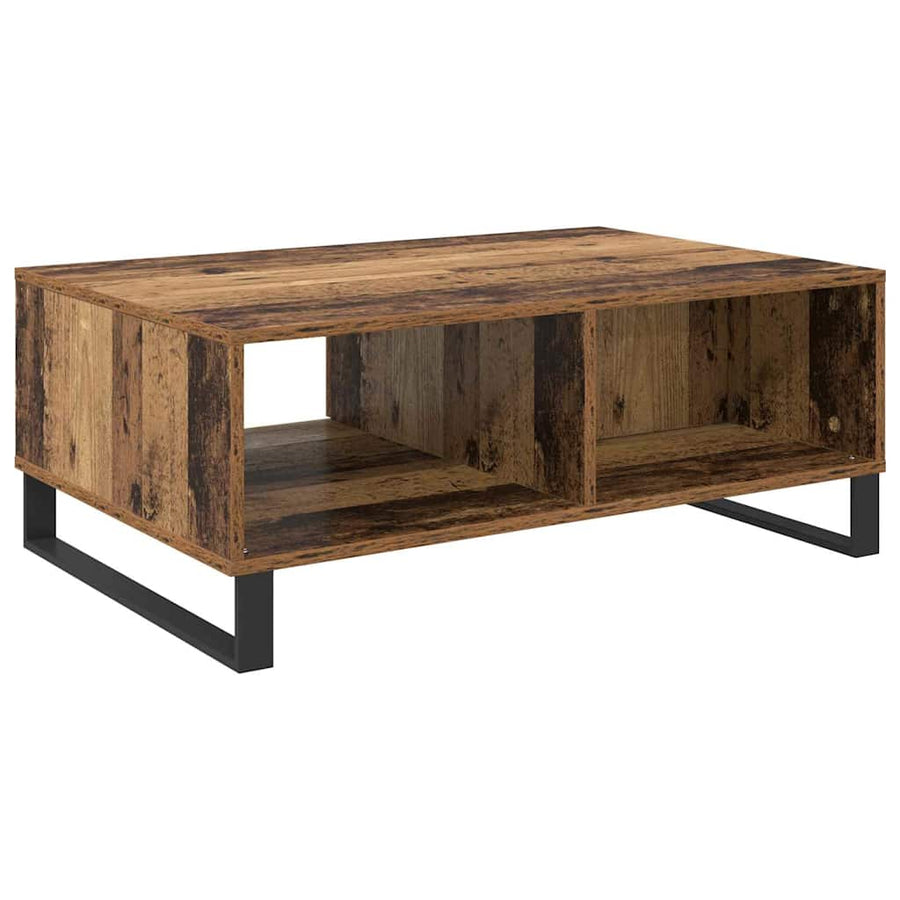 Salontafel met lade Oud hout 90 x 60 x 35 cm Bewerkt hout