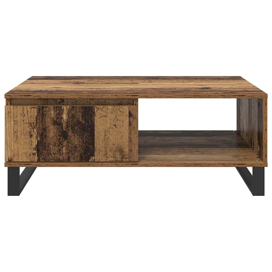 Salontafel met lade Oud hout 90 x 60 x 35 cm Bewerkt hout
