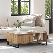 Salontafel artisanaal eikenkleurig 90 x 60 x 35 cm Bewerkt hout