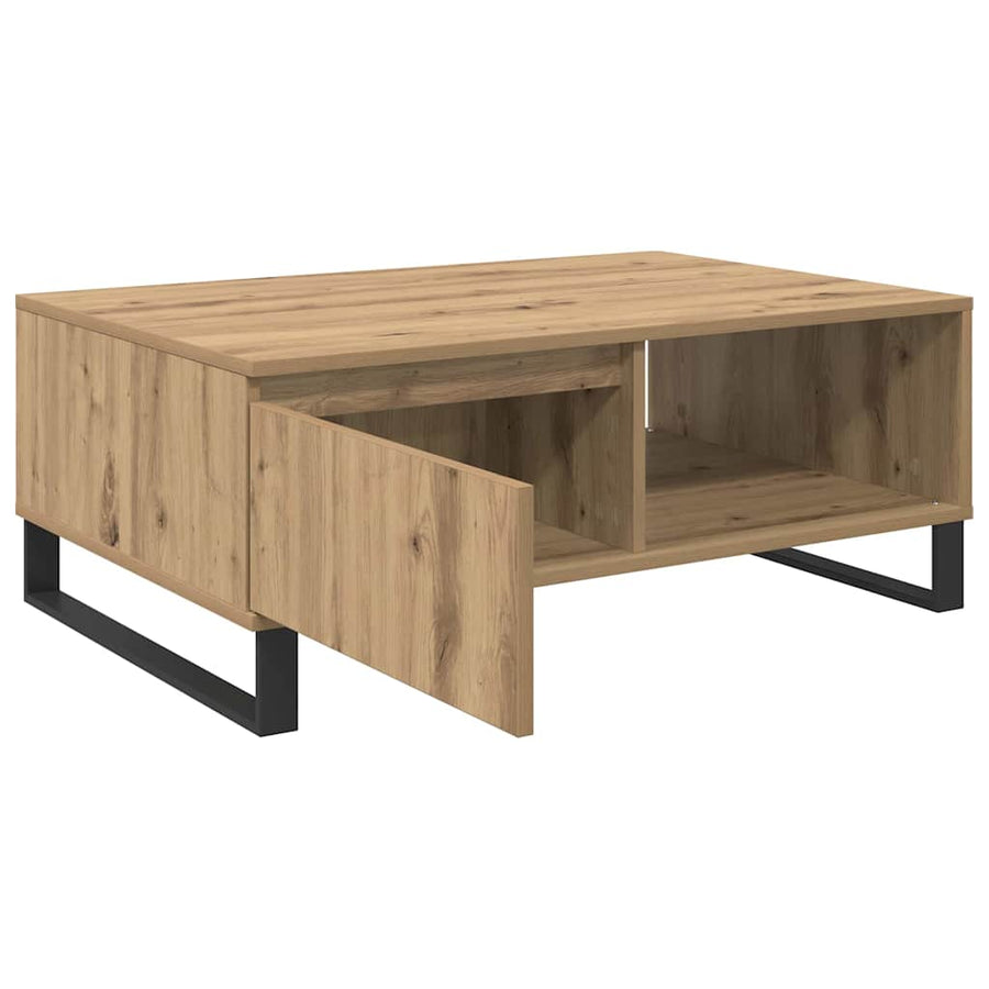 Salontafel artisanaal eikenkleurig 90 x 60 x 35 cm Bewerkt hout