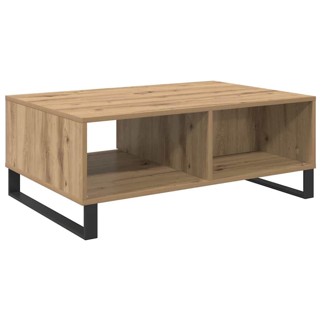 Salontafel artisanaal eikenkleurig 90 x 60 x 35 cm Bewerkt hout