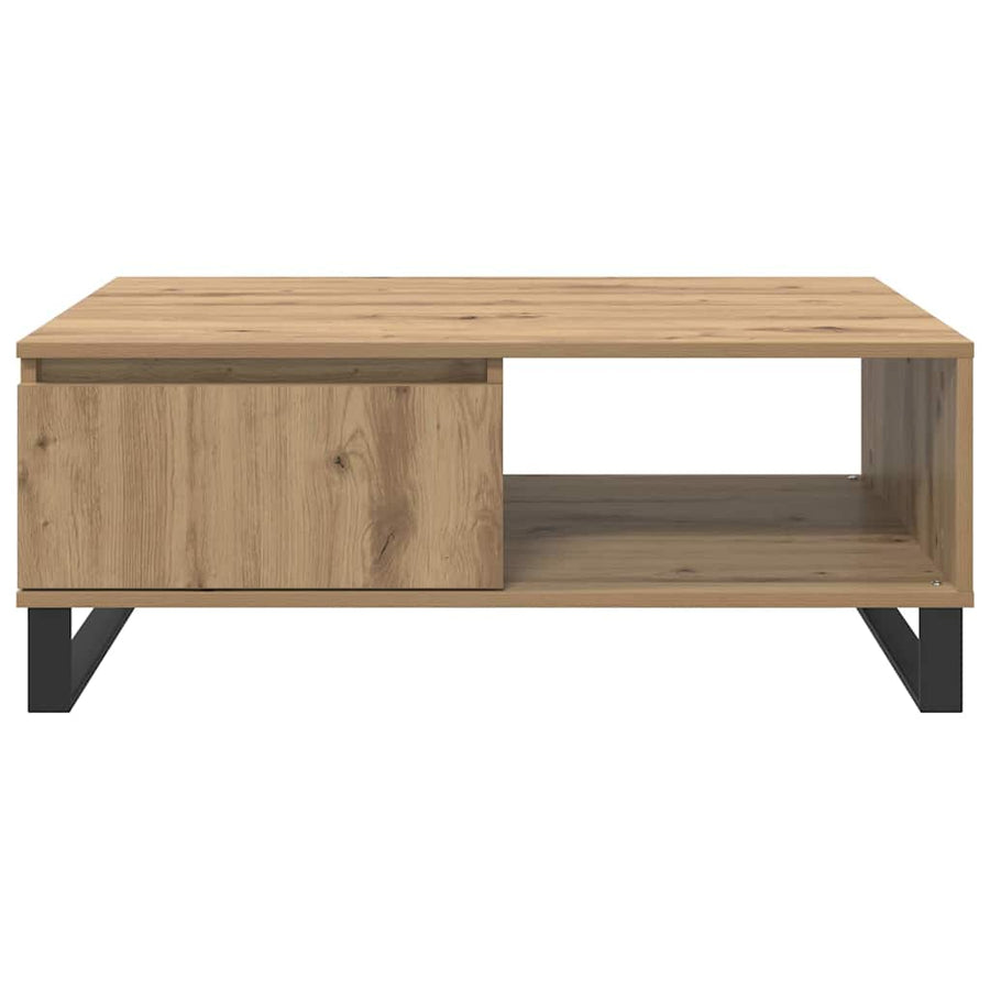 Salontafel artisanaal eikenkleurig 90 x 60 x 35 cm Bewerkt hout