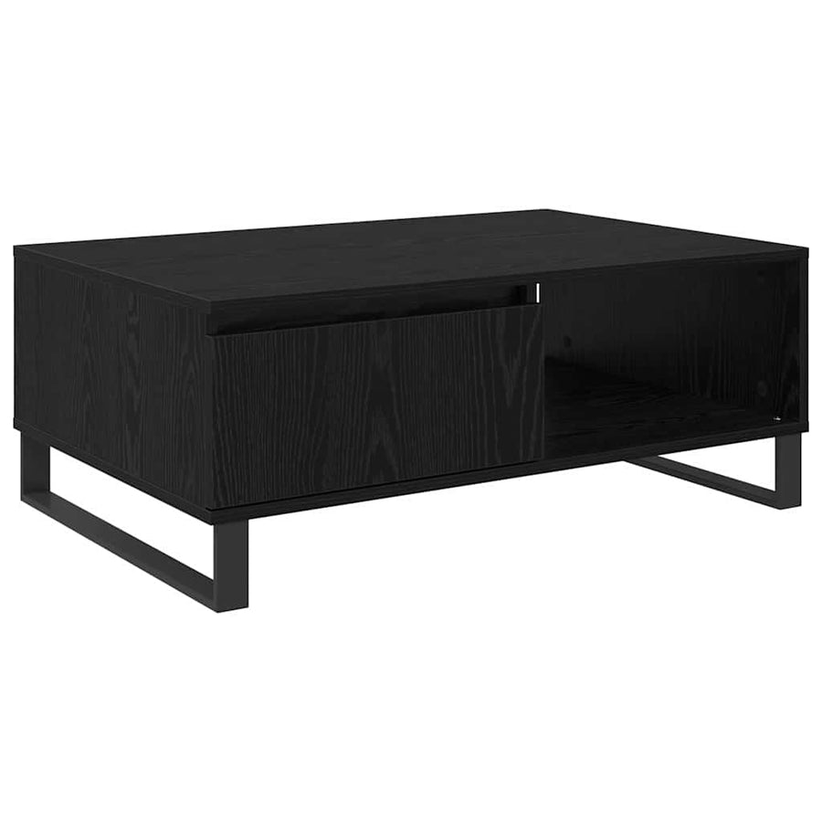 Salontafel met lade Zwart eiken 90 x 60 x 35 cm Bewerkt hout
