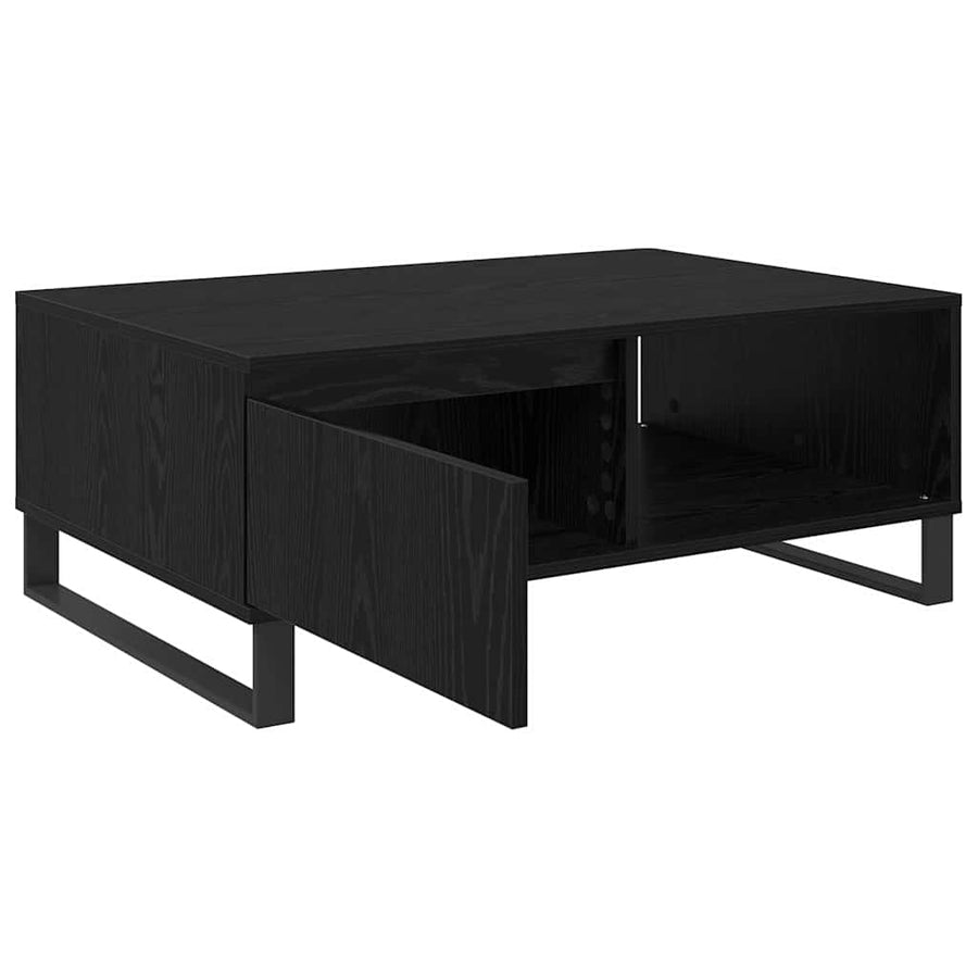 Salontafel met lade Zwart eiken 90 x 60 x 35 cm Bewerkt hout