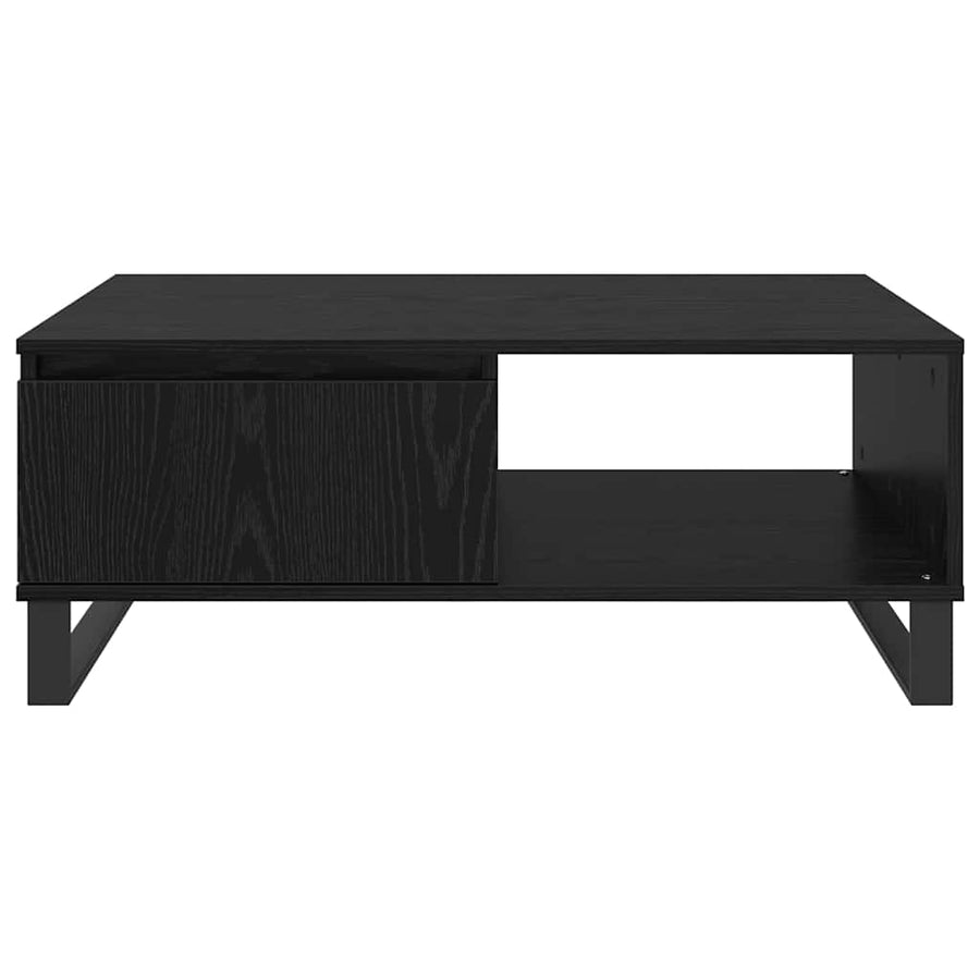 Salontafel met lade Zwart eiken 90 x 60 x 35 cm Bewerkt hout