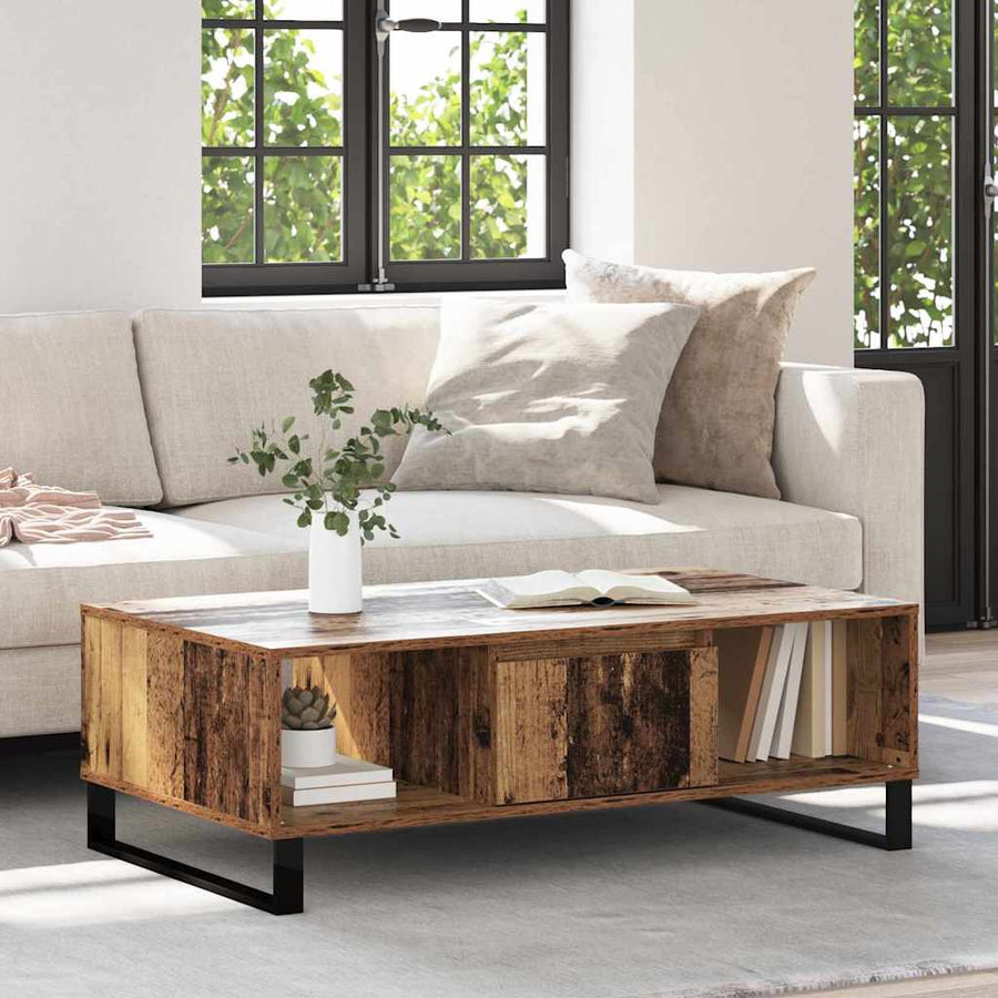 Salontafel Oud hout 104 x 60 x 35 cm Bewerkt hout