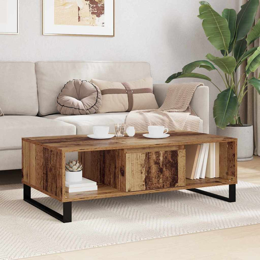 Salontafel Oud hout 104 x 60 x 35 cm Bewerkt hout