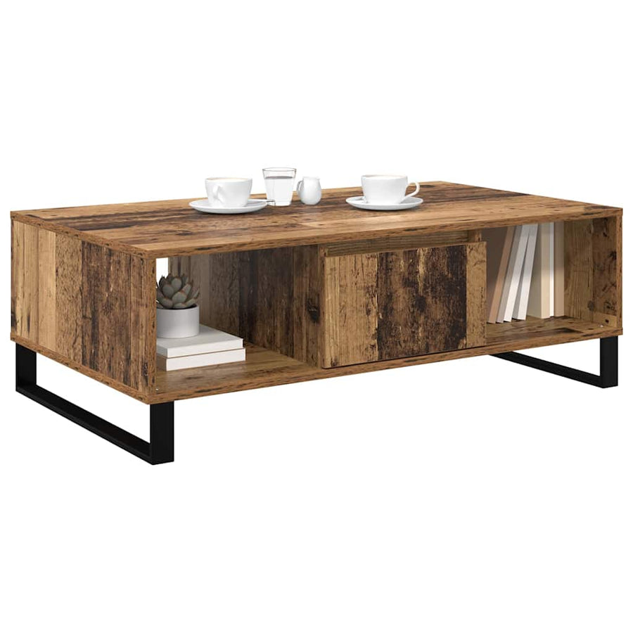 Salontafel Oud hout 104 x 60 x 35 cm Bewerkt hout