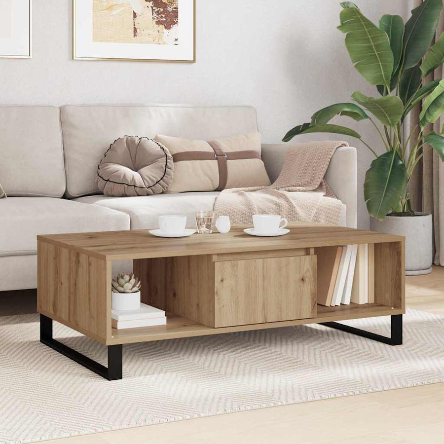 Salontafel artisanaal eikenkleurig 104 x 60 x 35 cm