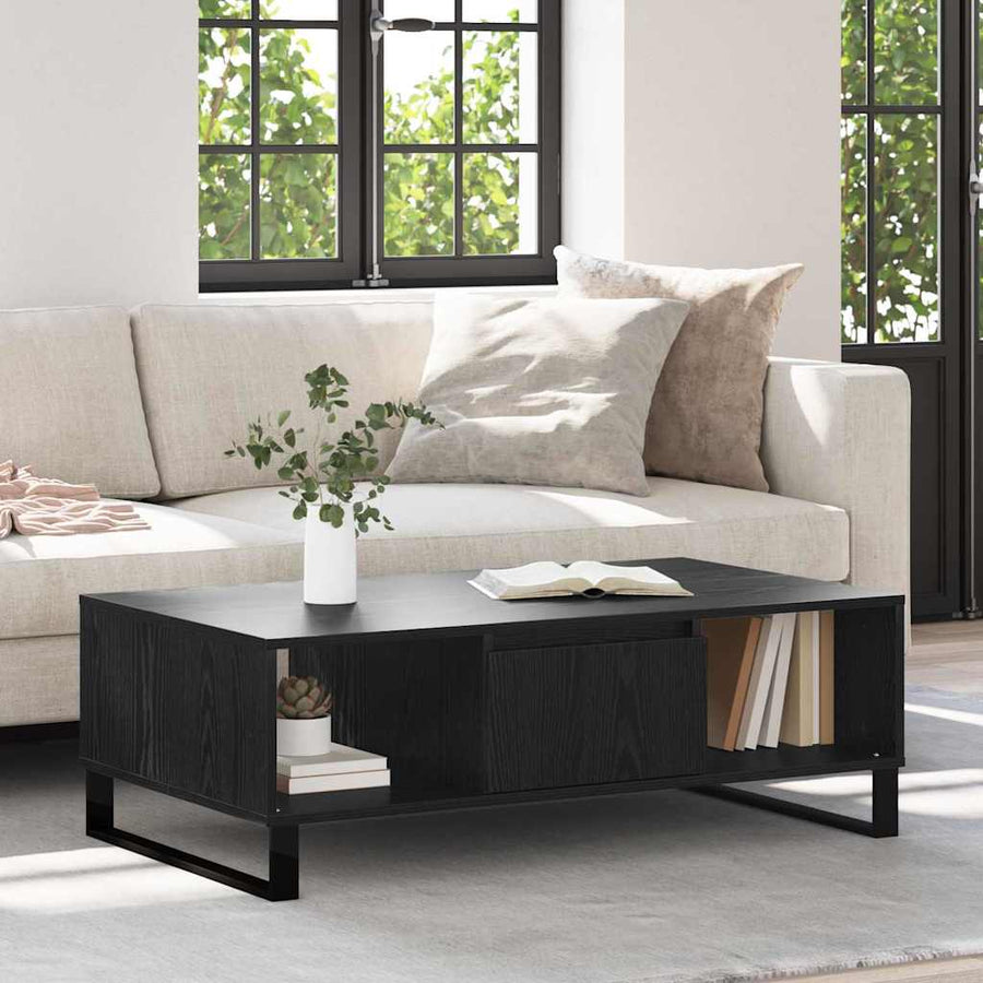 Salontafel Zwart eiken 104 x 60 x 35 cm Bewerkt hout